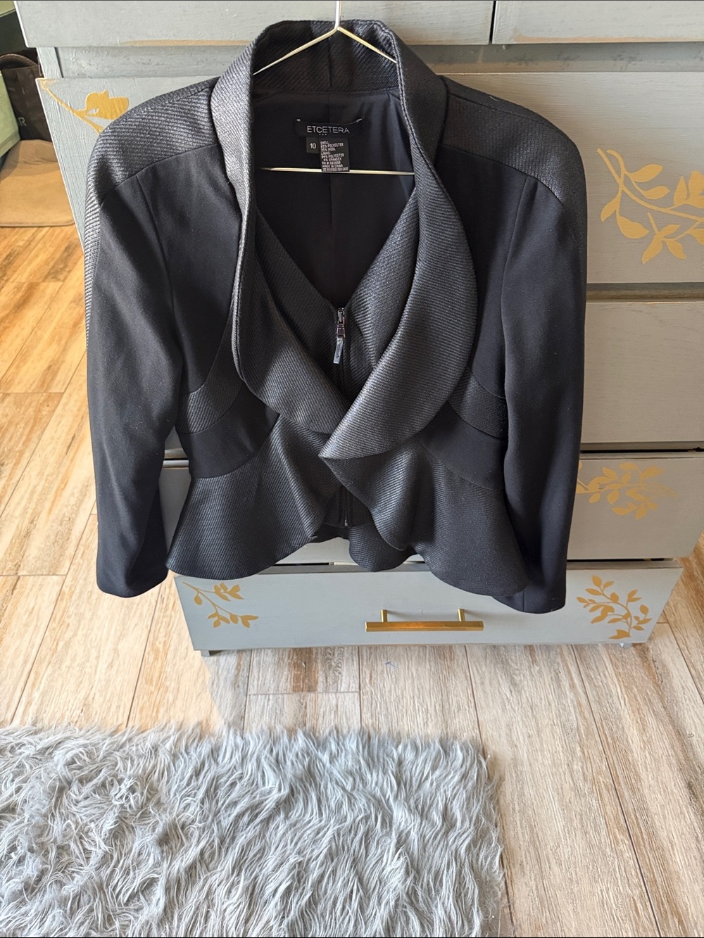 Etcetera Black Draped Zip-Front Blazer Jacket